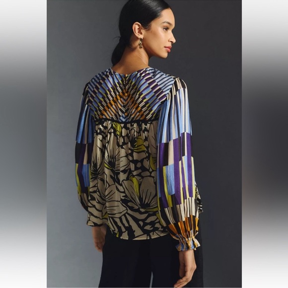 BL^NK London Anthropologie Miranda Peasant Blouse Sheer Bohemian Size 2X - Picture 2 of 8